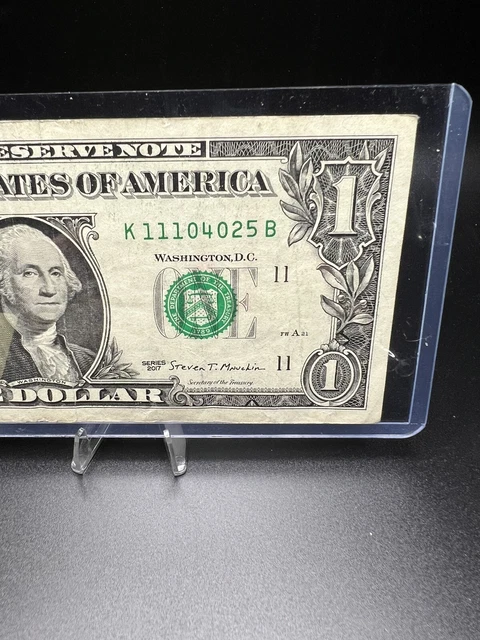 One dollar bill with VERY COOL fancy serial number  K 1110 4025 B, Lot 115