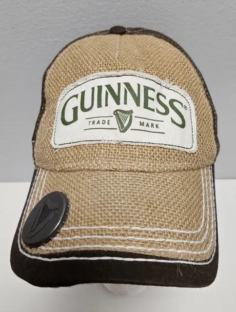 Guinness 1759 Ale Beer Hemp Burlap Cap/Hat With Harp Bottle Opener- NWOT