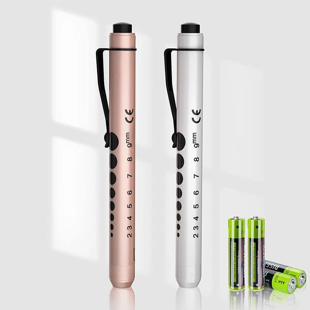 Pen Lights for Nurses Reusable Medical Pen Light with Pupil Gauge and Ruler, Whi