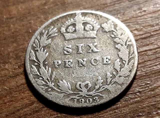 Edward Vii Solid Silver Sixpence 1903