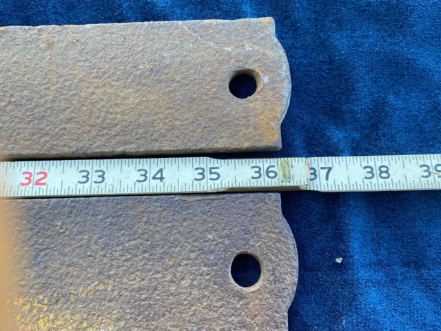 2 vintage barn door strap hinges 36" Long 2.5" wide Wrought Iron Cast Metal 5