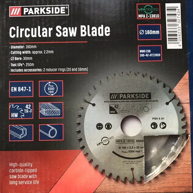 PARKSIDE CIRCULAR 160MM Saw Blade 42 teeth 30mm Bore Lidl £9.95