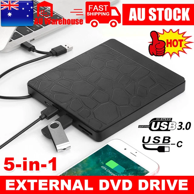 USB External CD RW DVD ROM Writer Burner Player Drive PC Laptop For Windows Mac