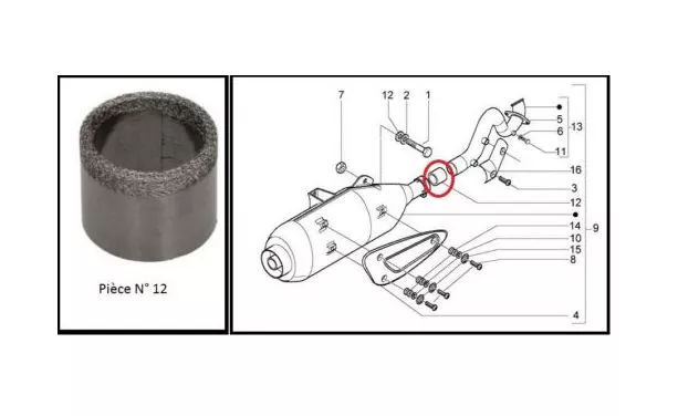 Joint de Manchon de pot d’Échappement Adaptable Piaggio X7 X8 X9 Evo 125 200 250