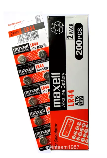 100 MAXELL LR44 A76 L1154 AG13 357 SR44 303 BATTERY super fresh