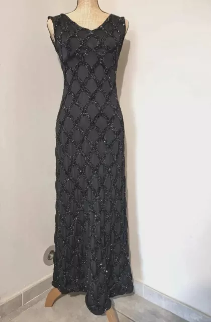 Robe De Soiree Vintage Noire Longue Brillante Fait Par Couturiere