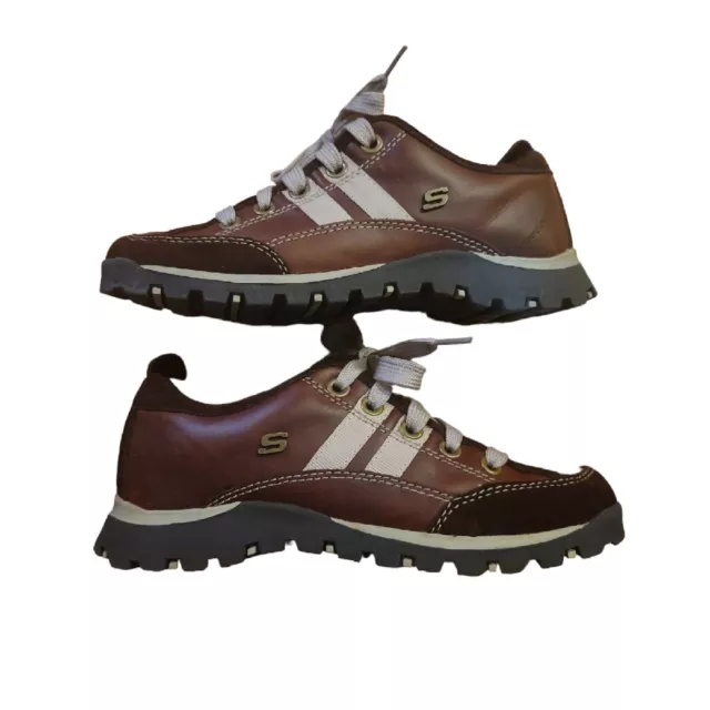 Y2K Vintage Women’s Jammers Skechers Chunky Lug Sole Shoes Size 6 Brown Leather