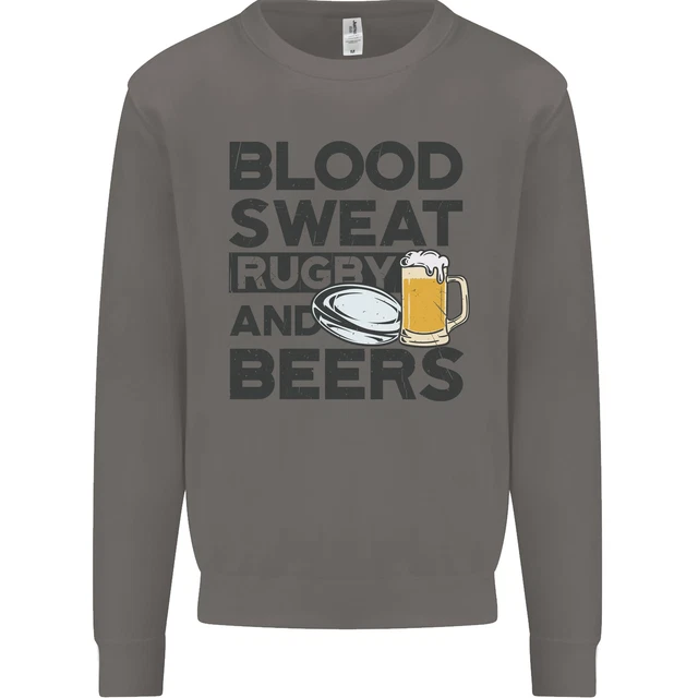 Felpa Blood Sweat Rugby e Birre Divertente Uomo Maglione 3