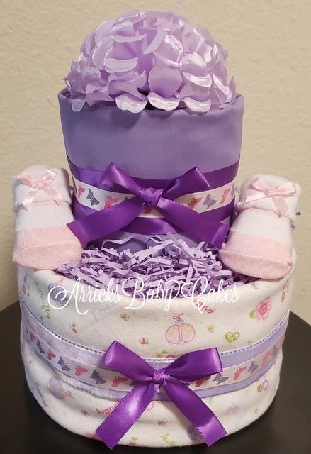 Diaper Cake~Spring Butterflies~Baby Shower~Baby Girl~Lavender~Free Shipping💜💜