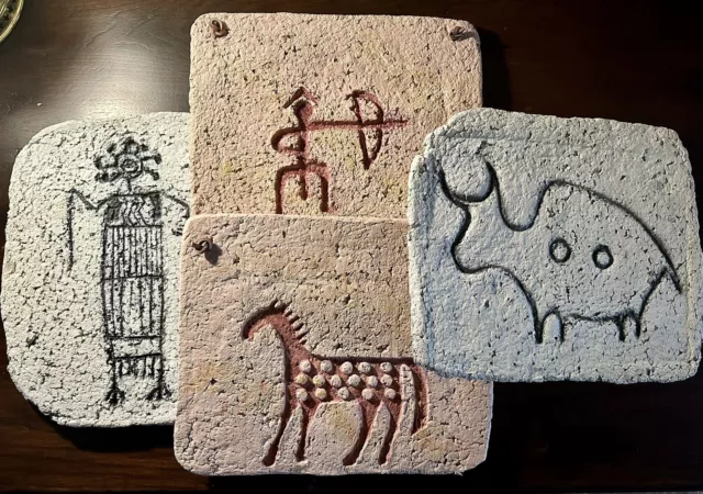 Vintage Petroglyph Rock Art Reproduction Lot Native American Indian Wall Hanging