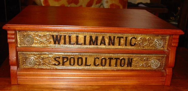 2 drawer Willimantic spool thread cabinet with embossed sides----16014