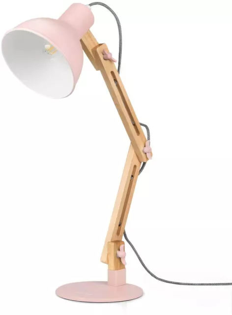 ✅ Lampada LED da Tavolo Snodata Color Legno e Rosa Abatjour Stile Industriale