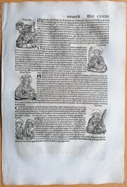 Schedel Original Incunable Leaf Saint Christopher Gregorius - 1493
