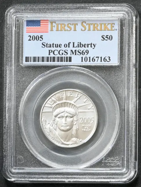 2005 1/2 oz Platinum Eagle Statue of Liberty First Strike PCGS MS 69 FREE S/H