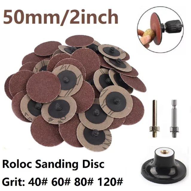 2" 50mm R Type Sanding Discs Pads Roll Lock Discs 40-120 Grit Sandpaper 25/50pcs