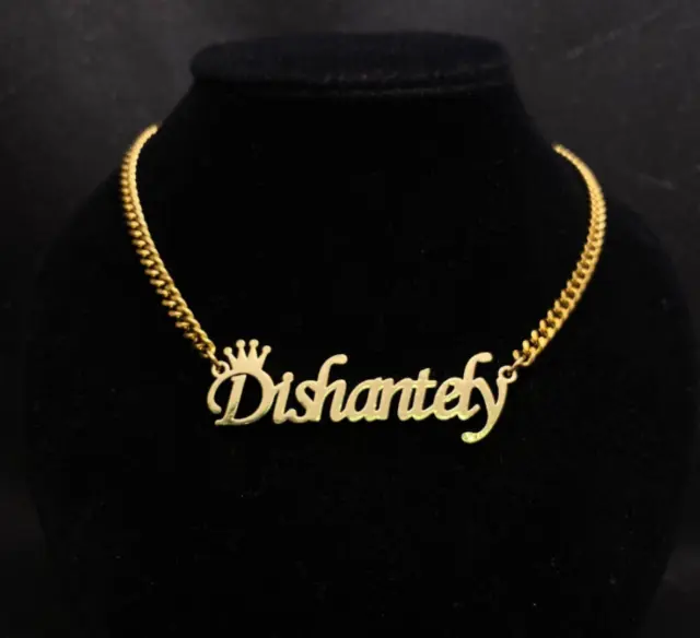 Custom Name Cuban Chain Crown Necklace Nameplate Pendant Women Men Jewelry Gift