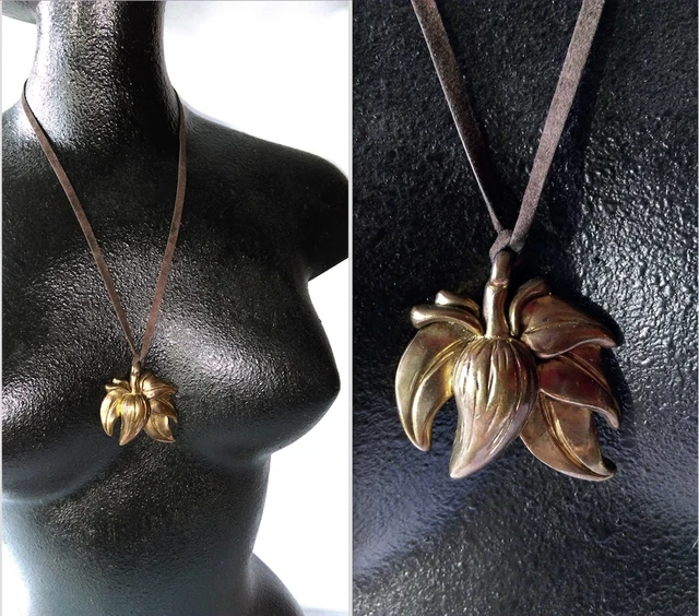 ANCIEN COLLIER PENDENTIF moderniste signé DLH old necklace EUR 65,00