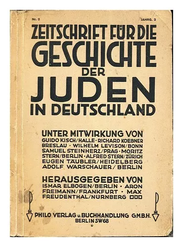 STRAUS, DR. RAPHAEL Zeitschrift Fur Die Geschichte Der Juden In Deutschland: II.