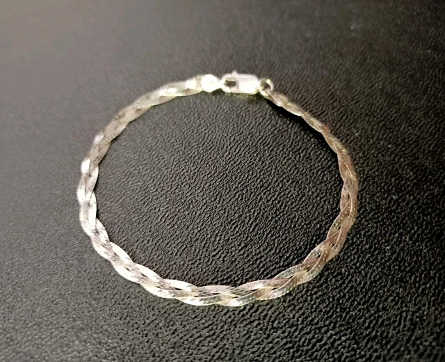 Superbe Bracelet Ancien En Argent Massif 925 - Maille Fine 9,8 G - Très Bon État