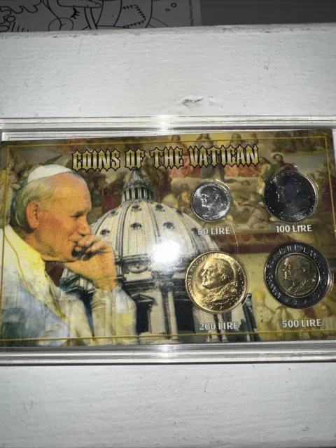 COINS OF THE VATICAN FOUR (4) COIN SET-50,100,200,500 LIRE Lot#2705