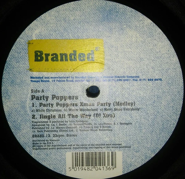 Party Poppers - Christmas Party / Motown Party - Used Vinyl Record 12 - M7441A