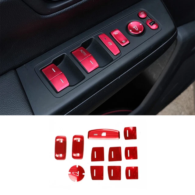 Red Aluminum Window Lift Panel Switch Cover Trim For Honda CRV CR-V 2023-2024