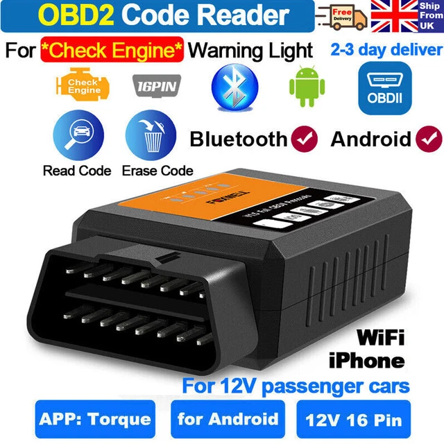 AUELEK Scanner OBD2 Bluetooth V1.5 ELM327 - Lecteur Code Erreur Voiture Android IOS Windows