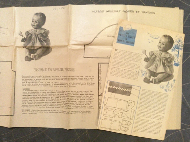 Patron De Couture Modes Et Travaux Février 1976 – Vêtements De Poupée – Non Découpé, Complet