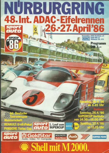 Int.ADAC Eifelrennen 1986 Nürburgring Programmheft