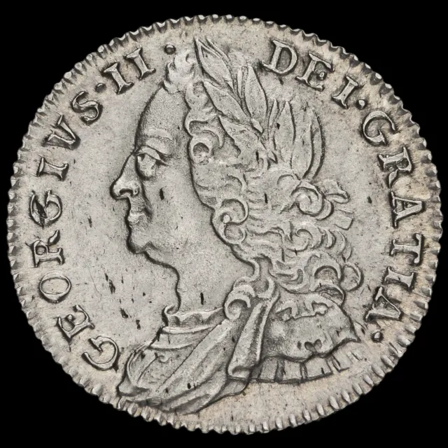 1758 George II Early Milled Silver Sixpence, G/EF