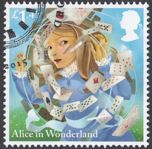 Alice in Wonderland - Alice & the Cards illustrated on 2015 fine used stamp