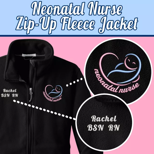 Personalized Neonatal Nurse NNP Embroidered Swaddled Baby Zip Up Fleece Jacket