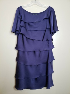 Banana Republic Tiered Dress Women 12 Purple Ruffle Party Night Out Career Wear