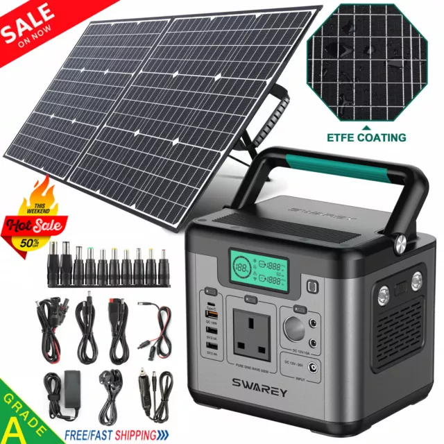 518Wh Portable Power Station Solar Generator Supply W/ 100W Foldable Solar Panel