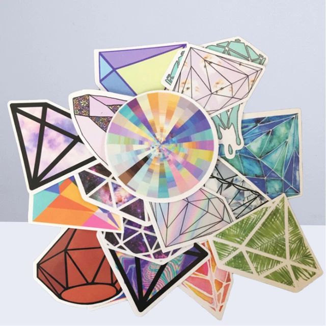 18 PCS TRANSPARENT Stickers Diamond Shaped Assorted Wall Repeatable ...