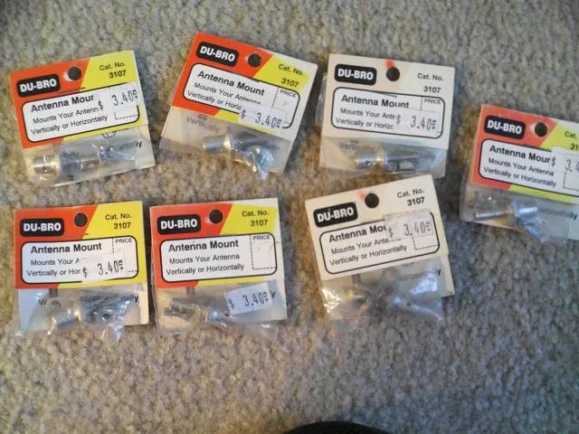 Lot of 7 RC Airplane Part Packs Dubro Antenna Mounts #3107 NIP