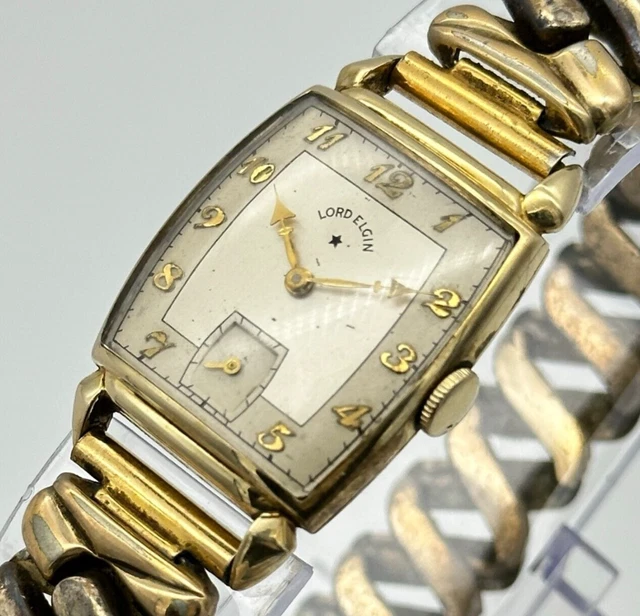 Vintage 1946 Men's LORD ELGIN 559 Mechanical Watch, 14k Gold Filled, Small Sec