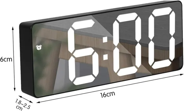 LED Electric Digital Alarm Clock Mains Battery Mirror Temperature Display New UK