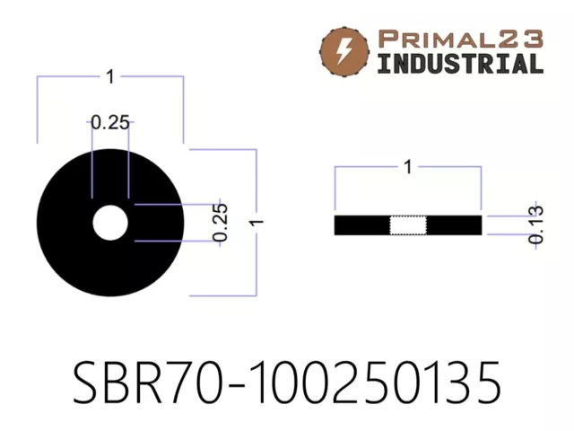 Heavy Duty SBR Rubber Washers 1.0" OD X 1/4" ID X 1/8" Thick 70 Duro 2