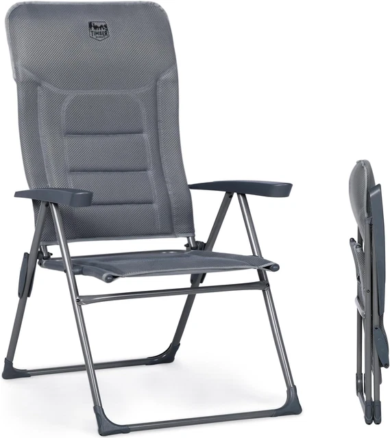 Sedia Da Giardino Mojawo Pieghevole In Alluminio – Schienale Alto Regolabile In 7 Posizioni, Resistente Alle Intemperie, Argento/nero, 54x64x106 Cm