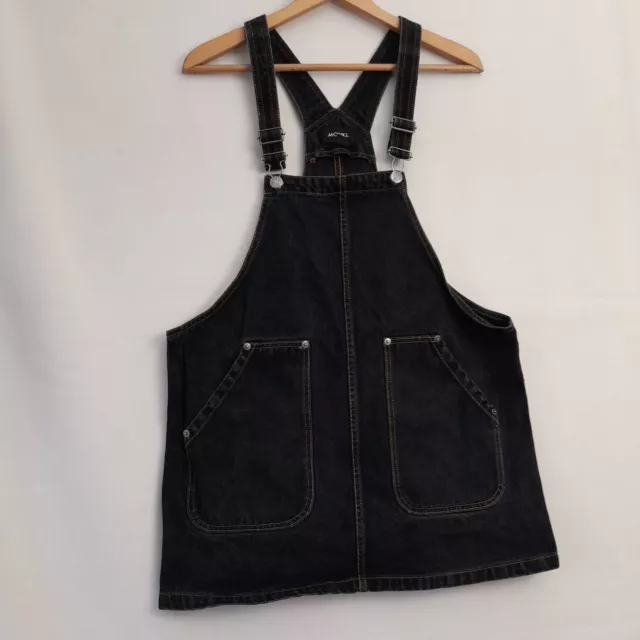 MONKI WOMENS SIZE M Black Denim Pinafore Dress Adjustable Straps with Pockets 10.00 PicClick UK