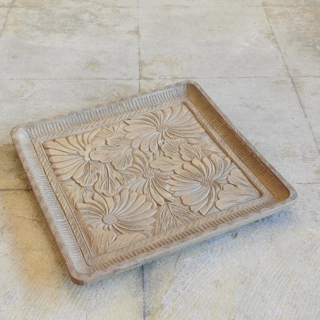 Sieve Nikko carving Four-sided tray Taisho to early Showa period display