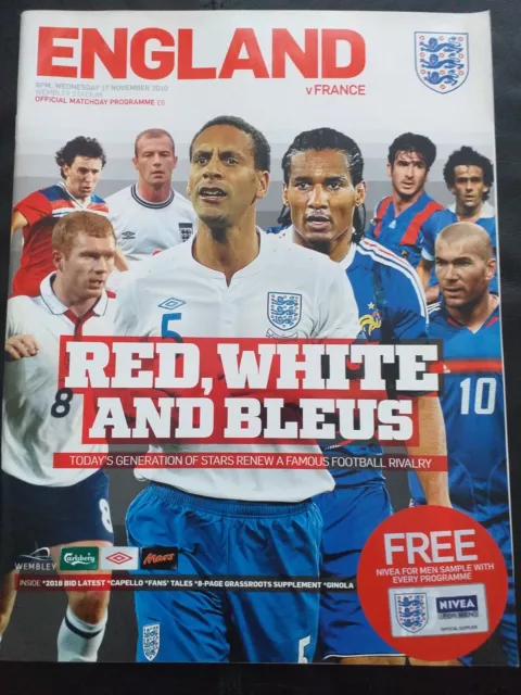 England V France International Friendly @ Wembley 17/11/2010 Programme Post Free