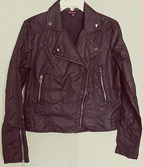 Rampage CROP JACKET faux leather TOP Black w/ bronze wash ~ Women sz M / 10