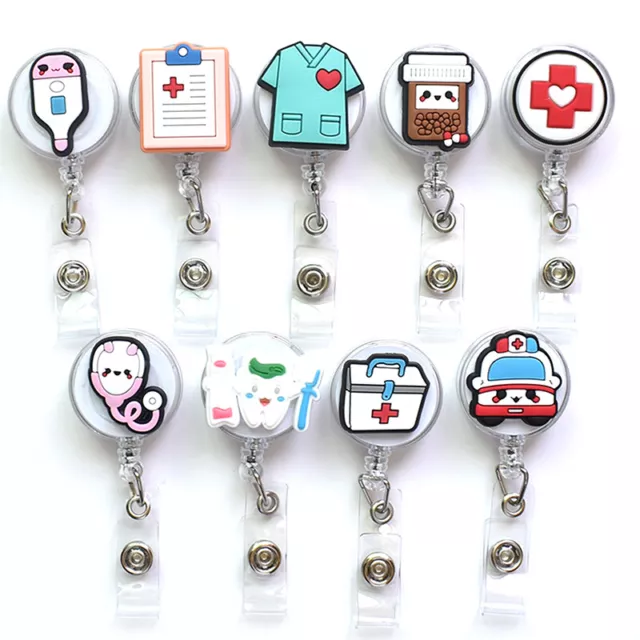 Retractable Hospital Nurse Badge Holder Reel Cartoon ID Card Holder Keycha-hf