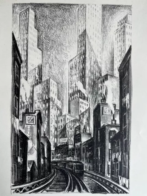 Adriaan Lubbers gravure Lithographie building The L Chattam Square New York 1930