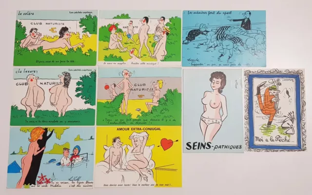 Lot De 9 Cartes Postales Humoristiques (Groupement Des Humoristes De Presse)
