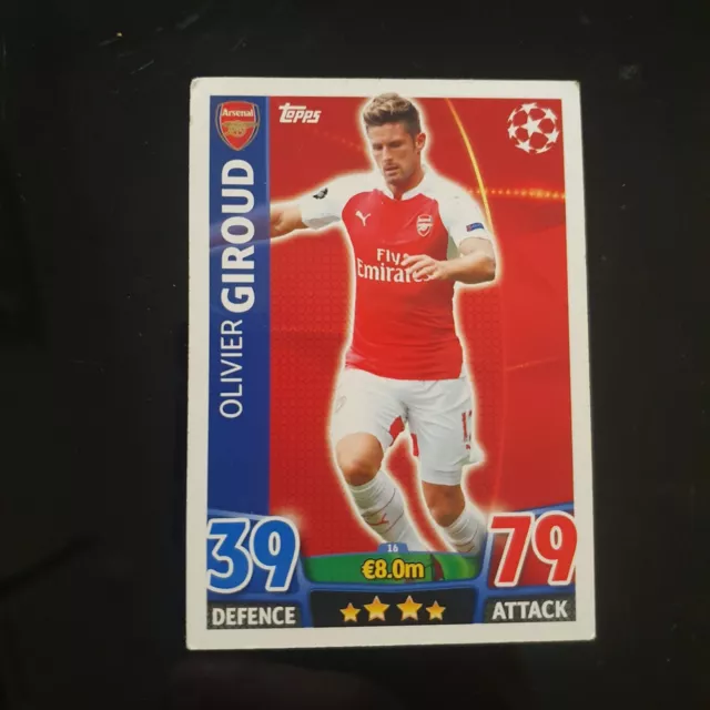 💥 Olivier GIROUD ARSENAL FRANCE TOPPS MATCH ATTAX CL 2015 2016 #16