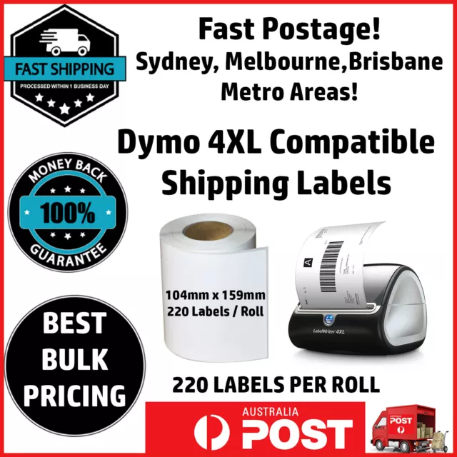 Compatible Dymo 4XL LabelWriter S0904980 Shipping Labels 104x159mm Free Postage