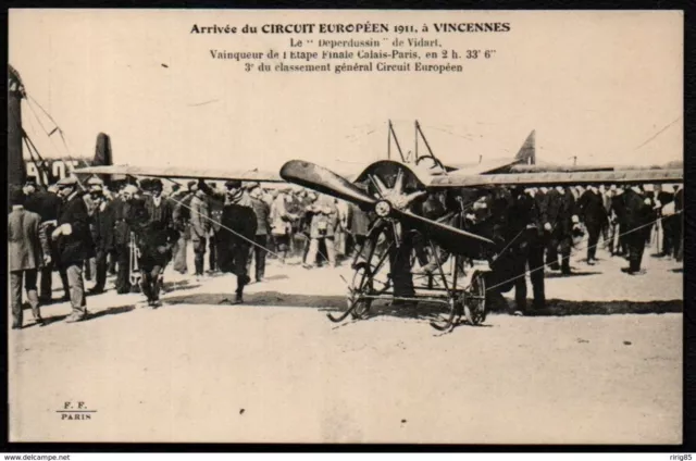 Cpa -- Arrivee Circuit Europeen 1911 A Vincennes Le Deperdussin De Vidart 691E*